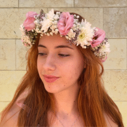 זר לראש ורוד-לבן
