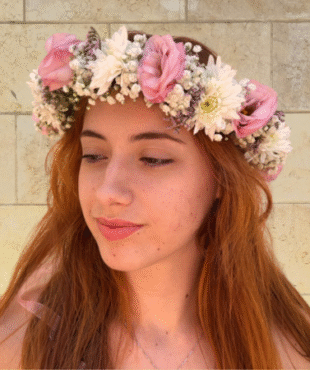 זר לראש ורוד-לבן