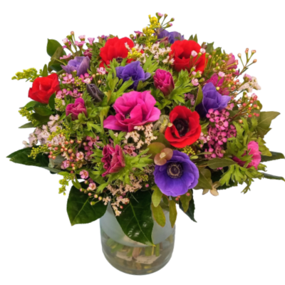 זר בוקט כלניות צבעוני