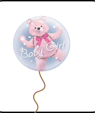 בלון דובי בתוך בלון שקוף - להולדת הבת