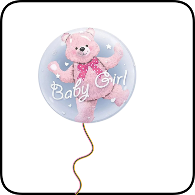 בלון דובי בתוך בלון שקוף - להולדת הבת