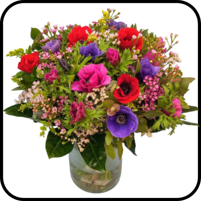 זר בוקט כלניות צבעוני