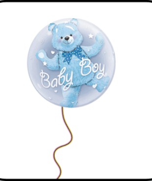 בלון דובי בתוך בלון שקוף - להולדת בן