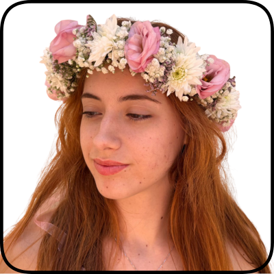 זר לראש ורוד-לבן