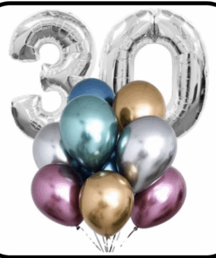 זר בלונים מספרים וכרום מטאל
