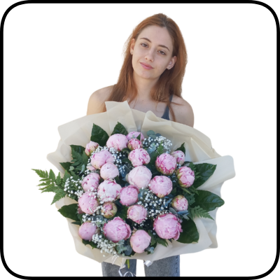 זר פיונים אדמוניות יוקרתי