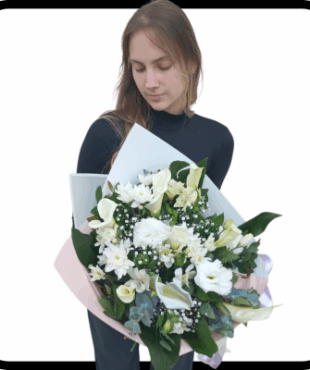 זר לבן חגיגי קלות