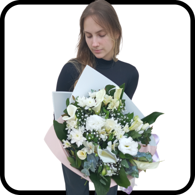 זר לבן חגיגי קלות